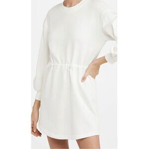 Alice & Olivia Heeda white French terry toggle dress NWT